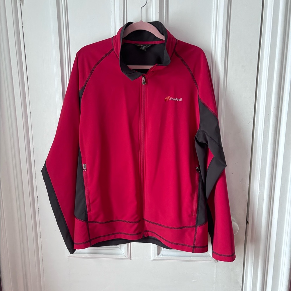 Men’s Cloudveil Full Zip Performance Red and Grey Soft Shell Jacket Size XL
